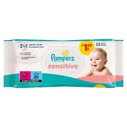 8006540836194 Pampers Sensitive Baby Wipes, 52 Baby Wet Wipes
