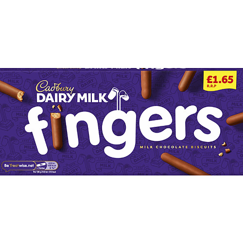 Cadbury Dairy Milk Fingers Milk Chocolate Covered Biscuits 114g