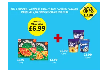 Goodfella's Pepperoni, Margherita, Cadbury Ice Cream