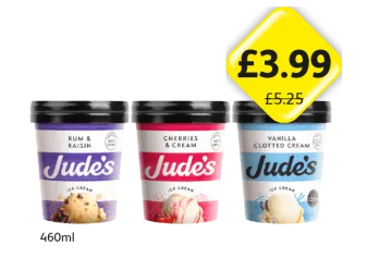 Jude's Rum & Raisin, Cherries & Cream, Vanilla Clotted Cream