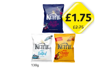 Kettle Sea Salt & Vinegar, Lightly Salted, Cheddar