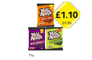 Nik Naks Nice 'N' Spicy, Rib 'N' Saucy, Scampi 'N' Lemon